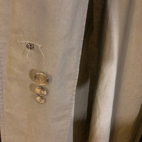 Vintage SANYO grayish green tailored cover button front Trench Coat 🧥 Size L - Picture 9 of 10